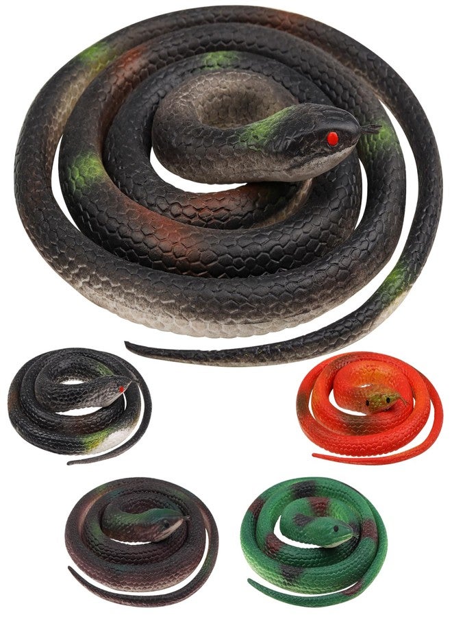 DOITEM 5 Pieces Rubber Snakes 120cm Fake Snake 75cm Plastic Snakes Realistic Snakes Multicolor Fake Snake for Garden Props to Keep Birds Away, Pranks - Image 1